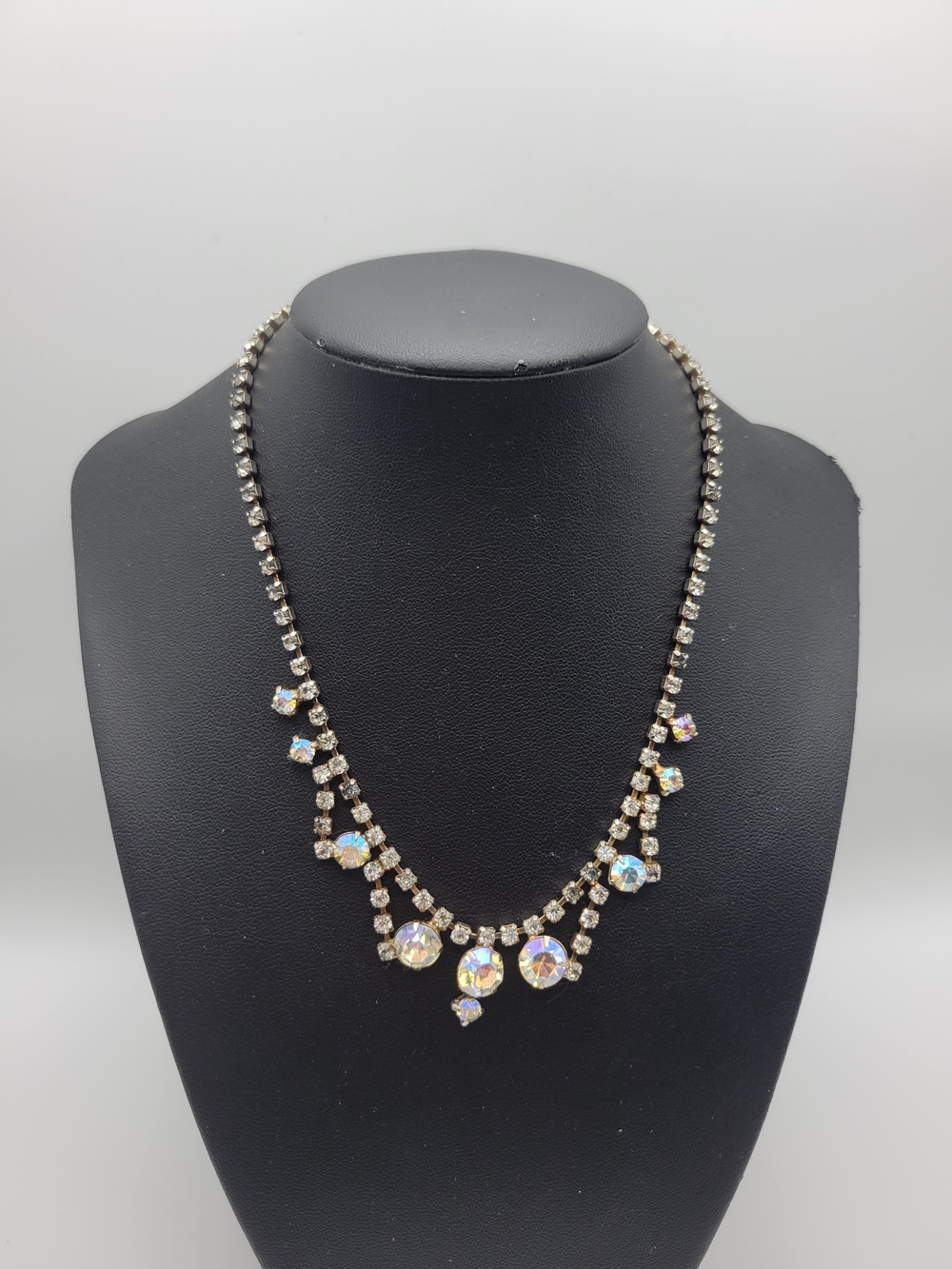 Aurora Crystal Bib Necklace - Silver